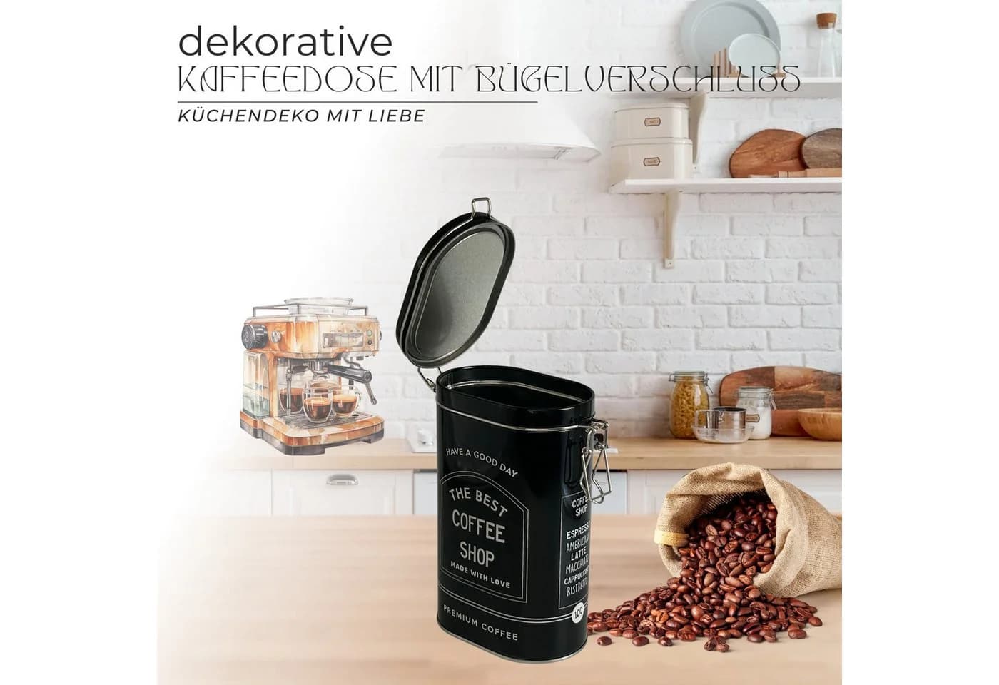 MediMuc Kaffeedose Vorratsdose Schwarz Oval 1,8L