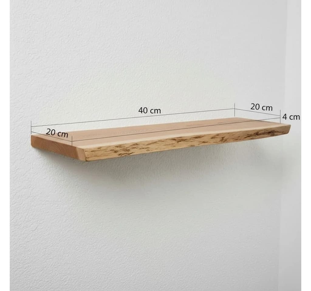 KEINerlei® Wandregal Eiche massiv Natur Baumkante handgefertigt