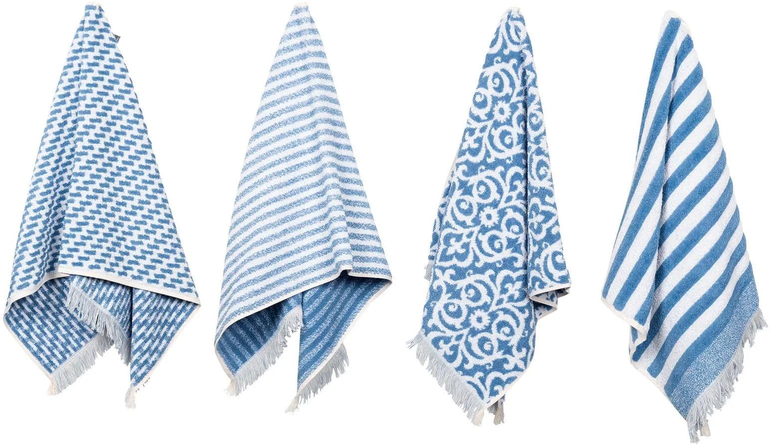 PAD Gästehandtuch FAMILY Set 12-tlg. Blau Frottee mit Fransen