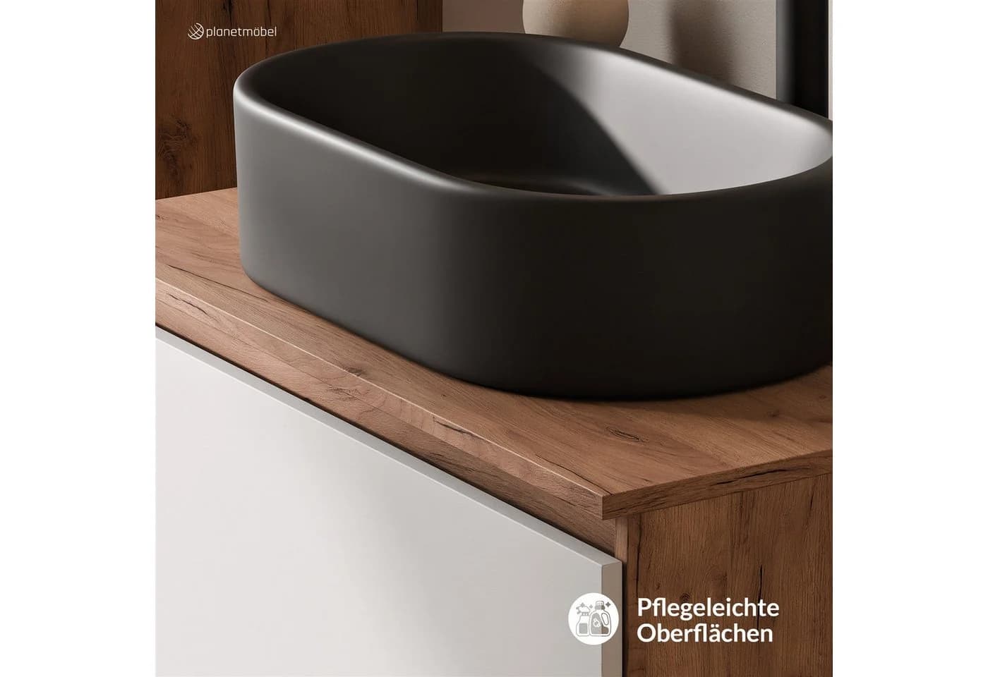 Planetmöbel Waschtisch-Set ARISA 80 cm mit Keramik-Waschbecken und Soft-Close