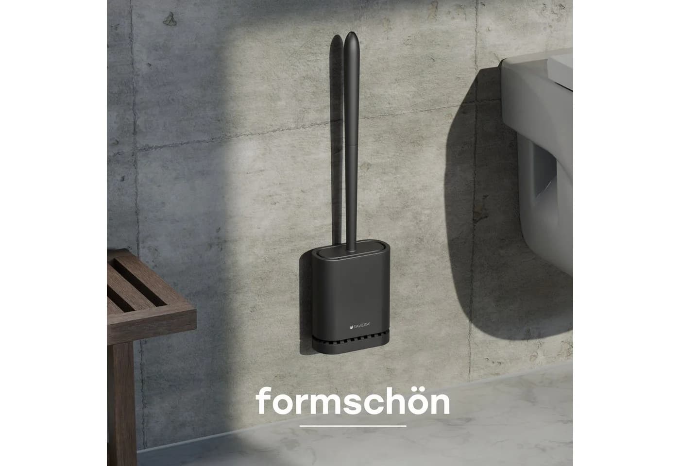 SAVEGA WC-Reinigungsbürste Silikon Wandmontage Schwarz 2-tlg.