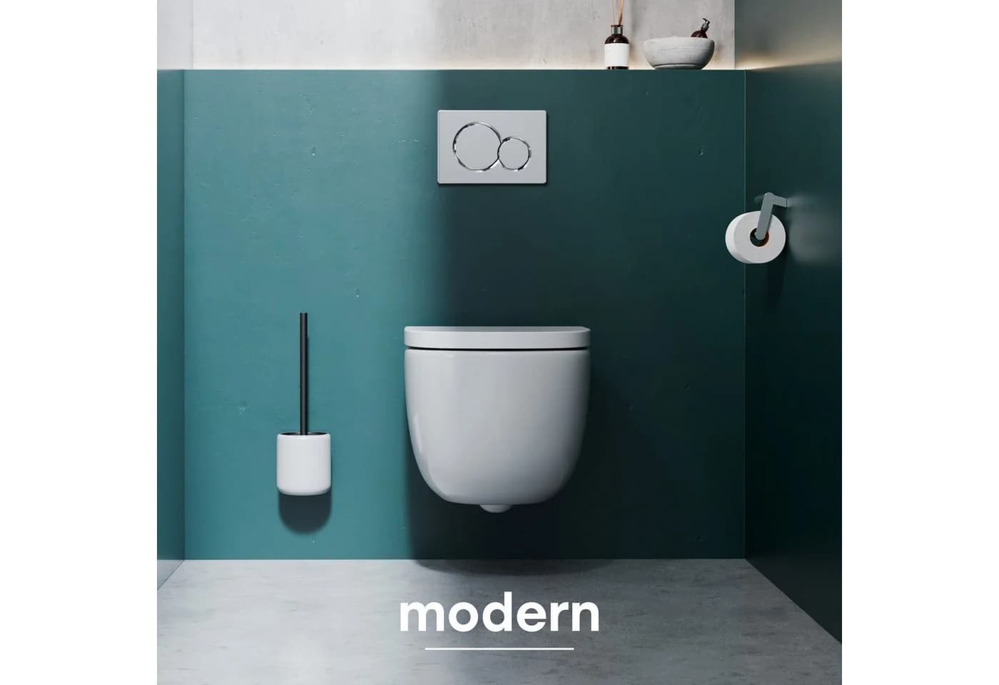 SAVEGA WC-Reinigungsbürste mit Halter & Deckel, Wandmontage, Weiß
