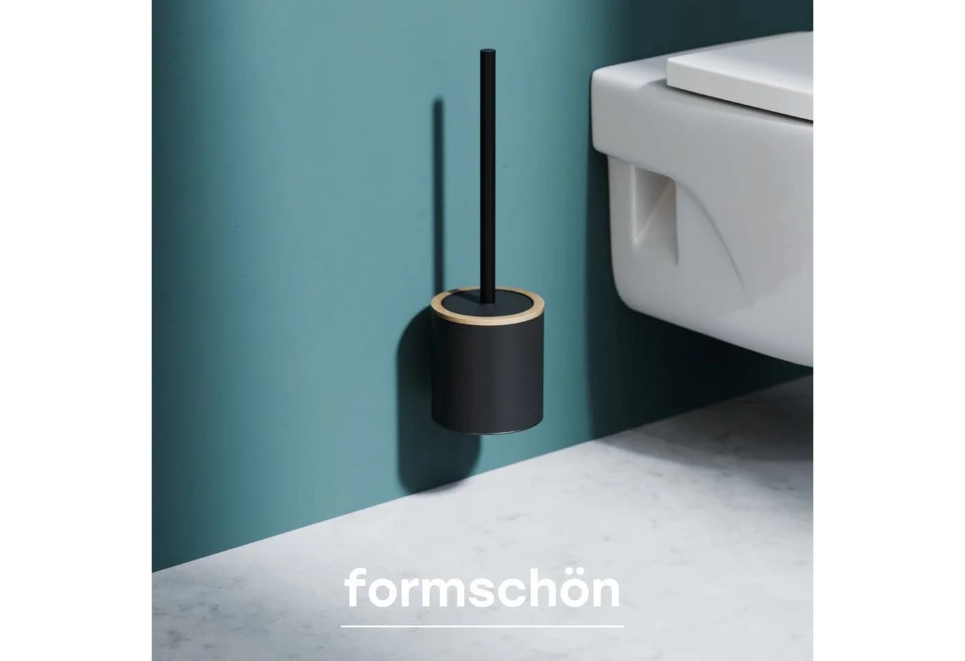 SAVEGA WC-Reinigungsbürste Silikon mit Bambus - Schwarz - Wandmontage