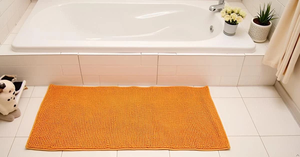 Waidmeister Badematte Chenille Orange Rutschfest & Waschbar