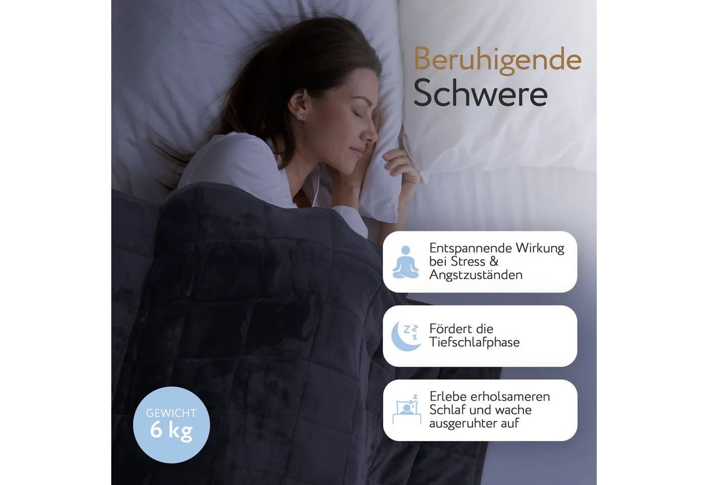 Herlag Gewichtsdecke 6kg 135x200cm Anti-Stress Therapiedecke