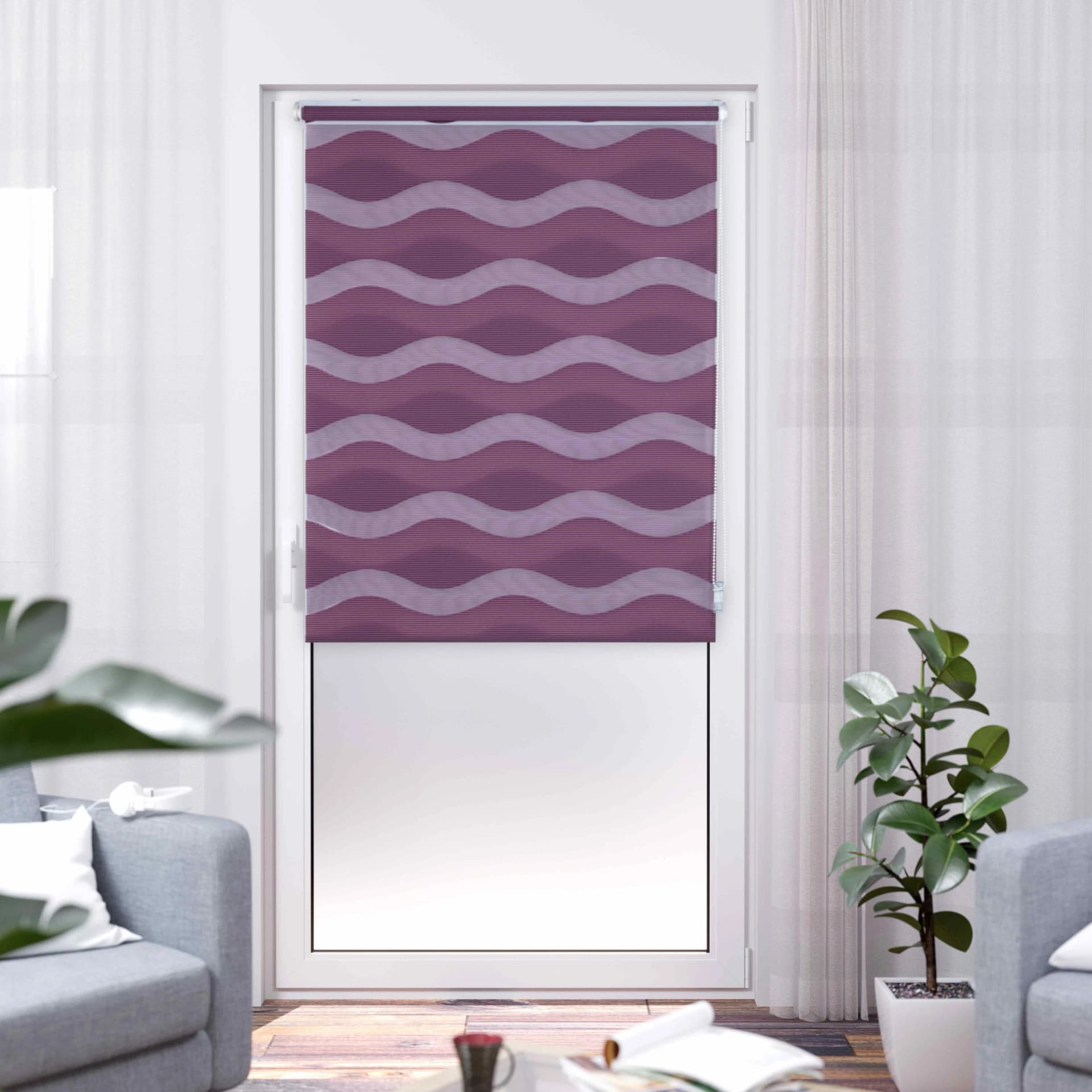 K-Home Doppelrollo Welle Bordeaux Polyester