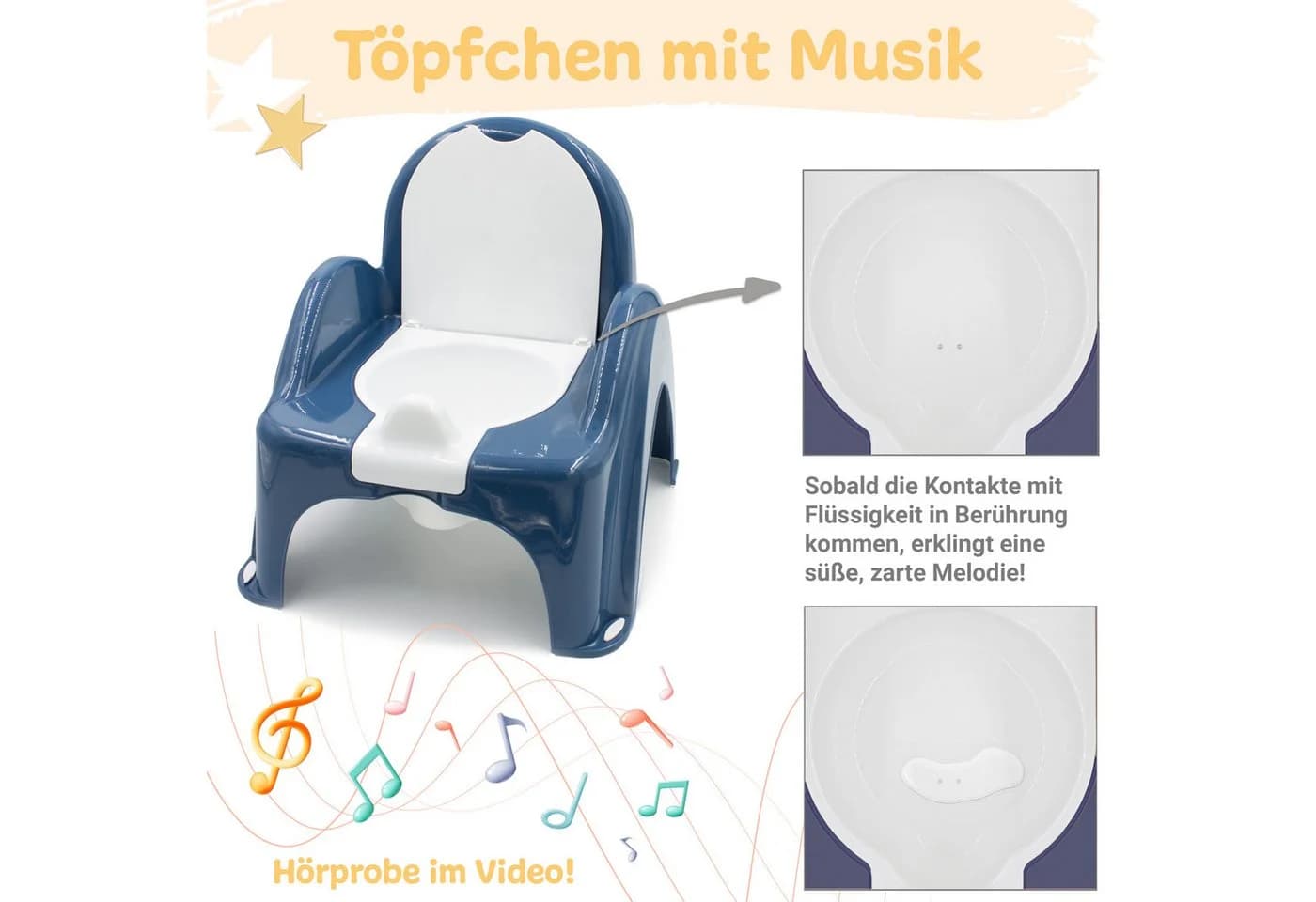 Babykajo Töpfchen mit Musik blau Kunststoff