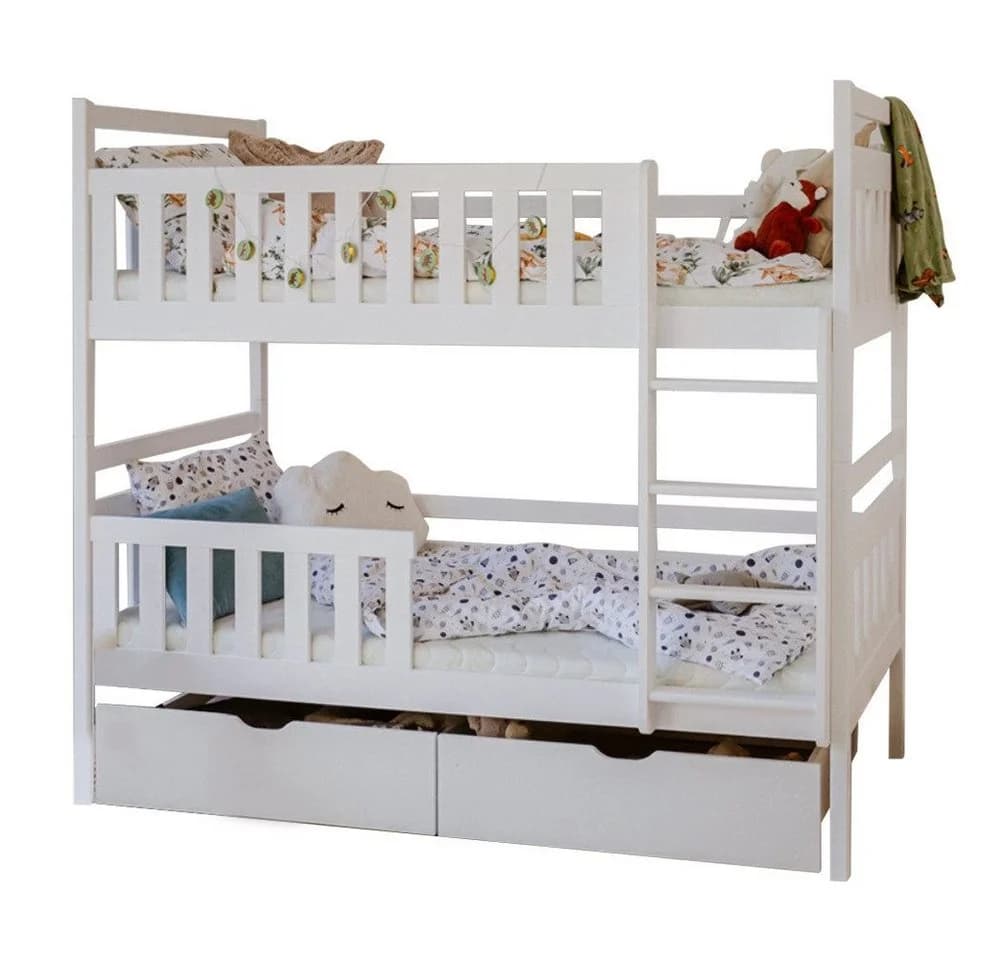 Kids Collective Hochbett mit Schubladen und Rausfallschutz weiß