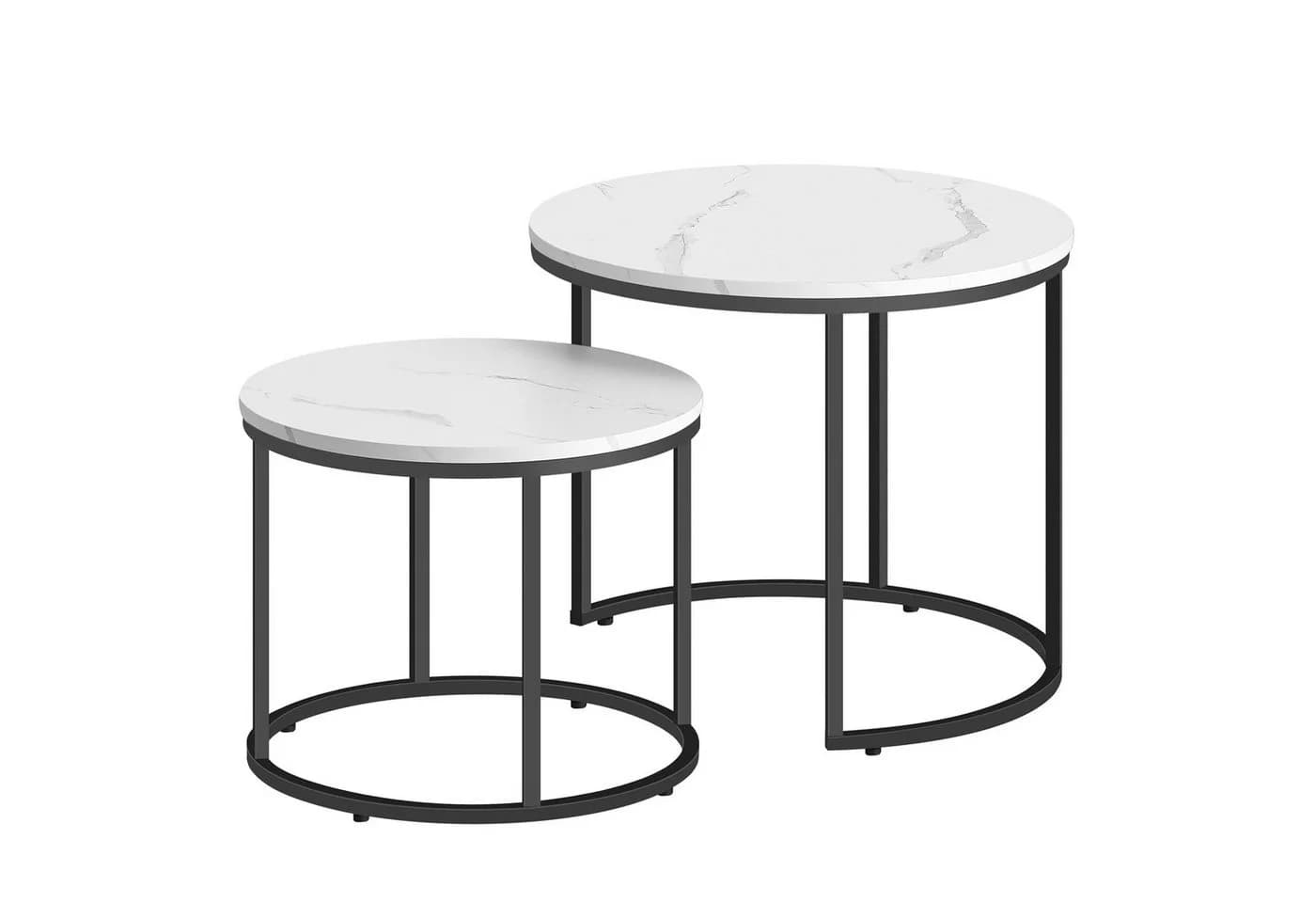 Home Collective Couchtisch 2er Set Marmor Optik Schwarz