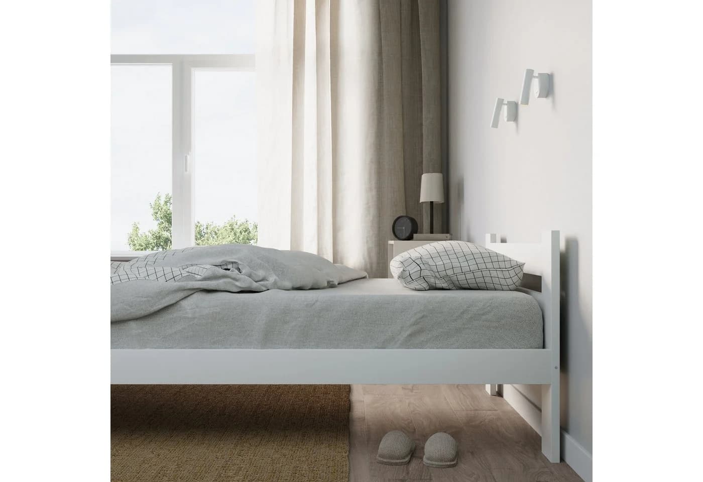 Home Collective Holzbett Kiefer Weiß Skandi Boho Landhaus