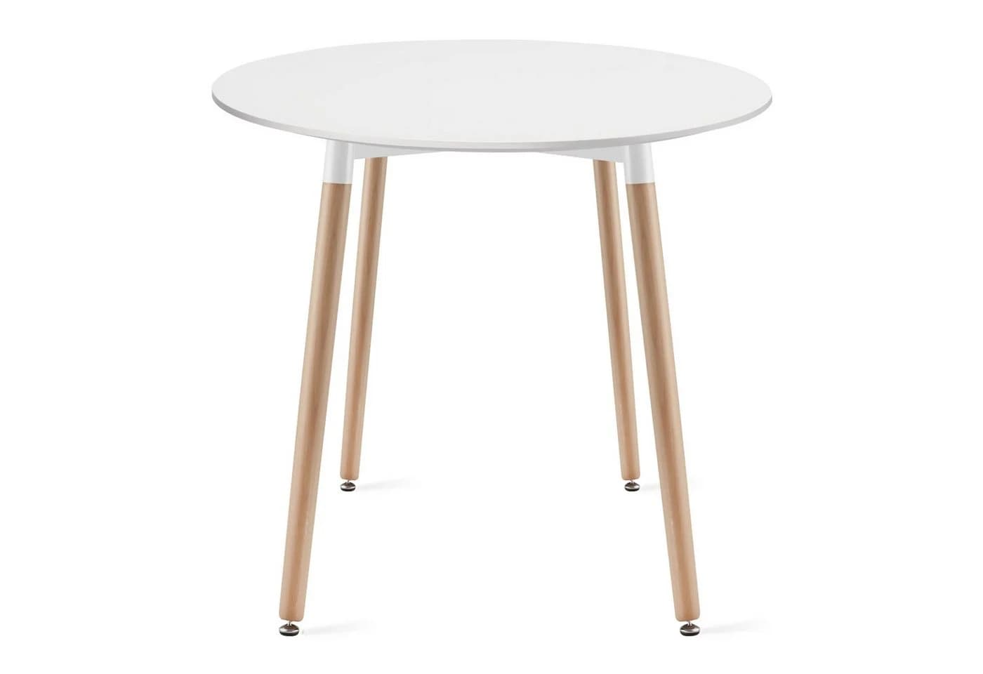 Home Collective Runder Esstisch Weiß MDF Buche
