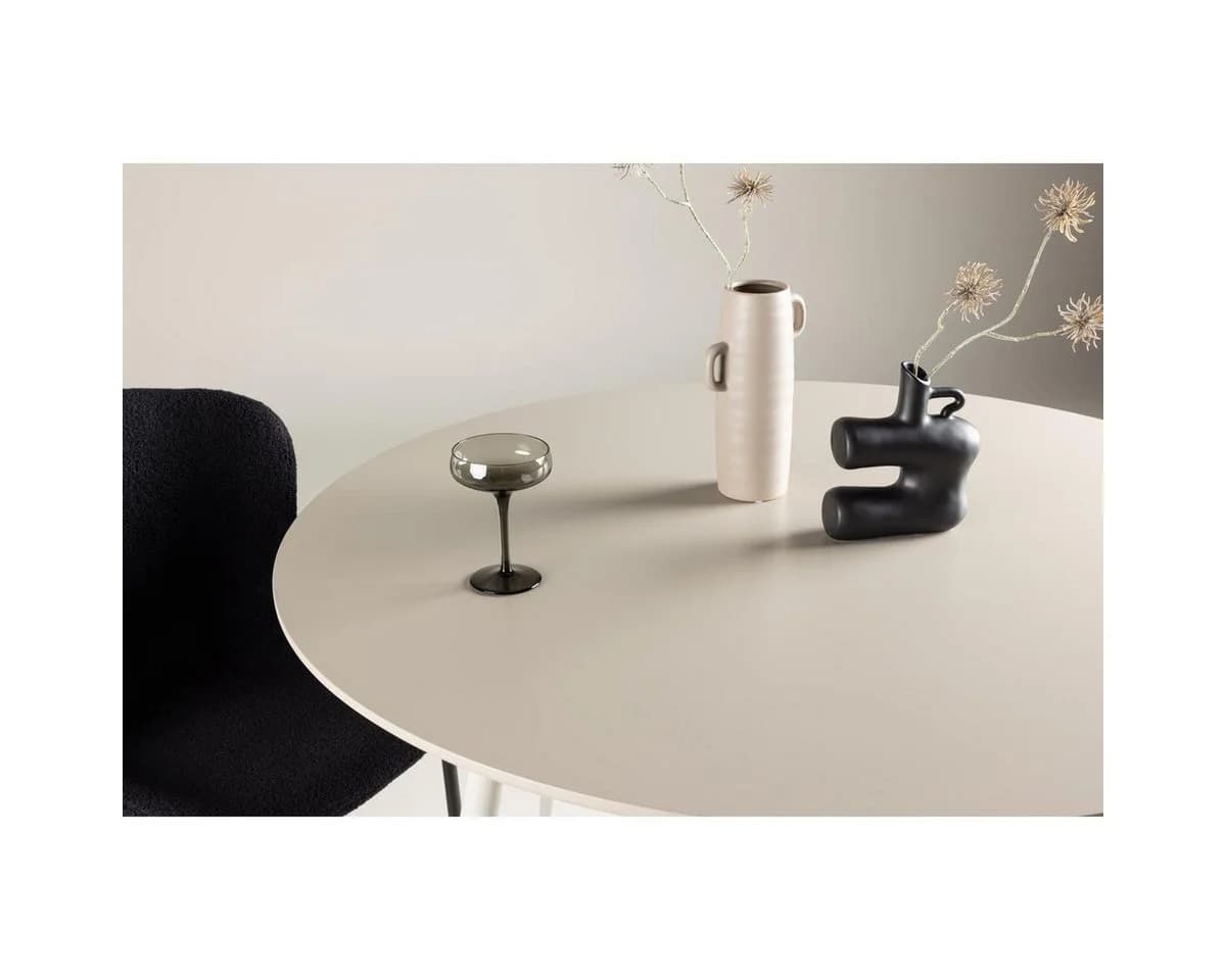 BOURGH Esstisch PLAZA Rund Beige MDF Stahl