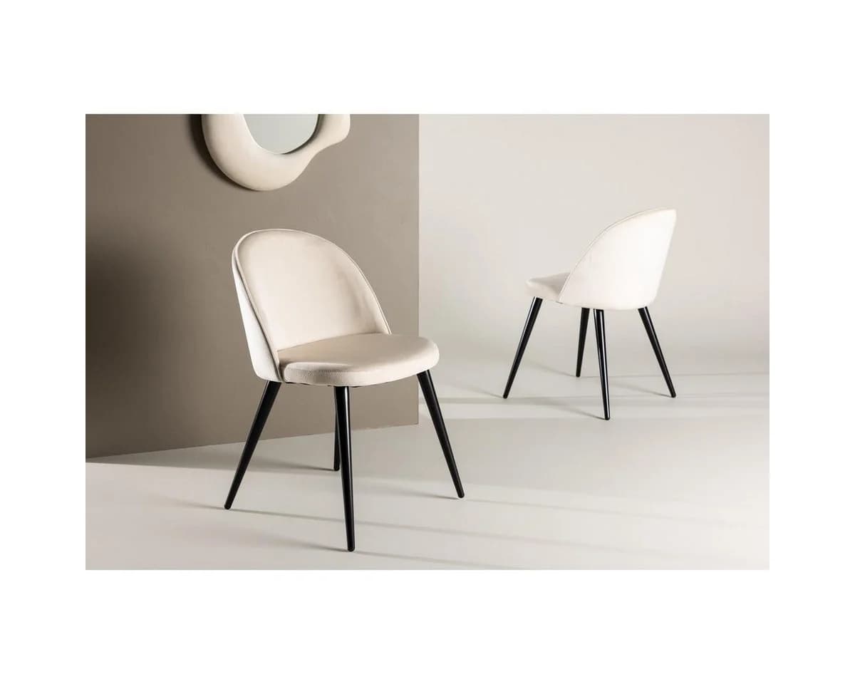 BOURGH Esszimmerstuhl VILVI 2er Set Beige Samt