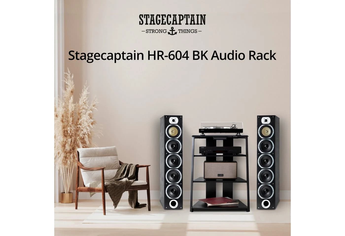 Stagecaptain TV-Regal HR-604 BK Audio Rack Schwarz