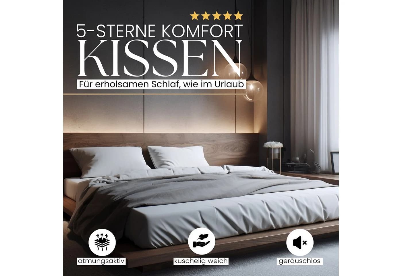 Gentle North Microfaserkissen Weiß Hotelqualität 80x40 cm