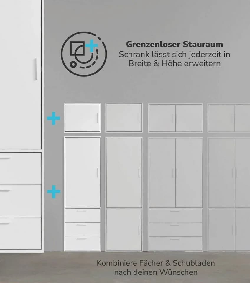 mokebo Kleiderschrank 'Der Grenzenlose' Weiß Modular