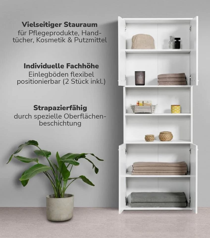 mokebo Hochschrank Der Kapitän Weiß mit 5 Einlegeböden