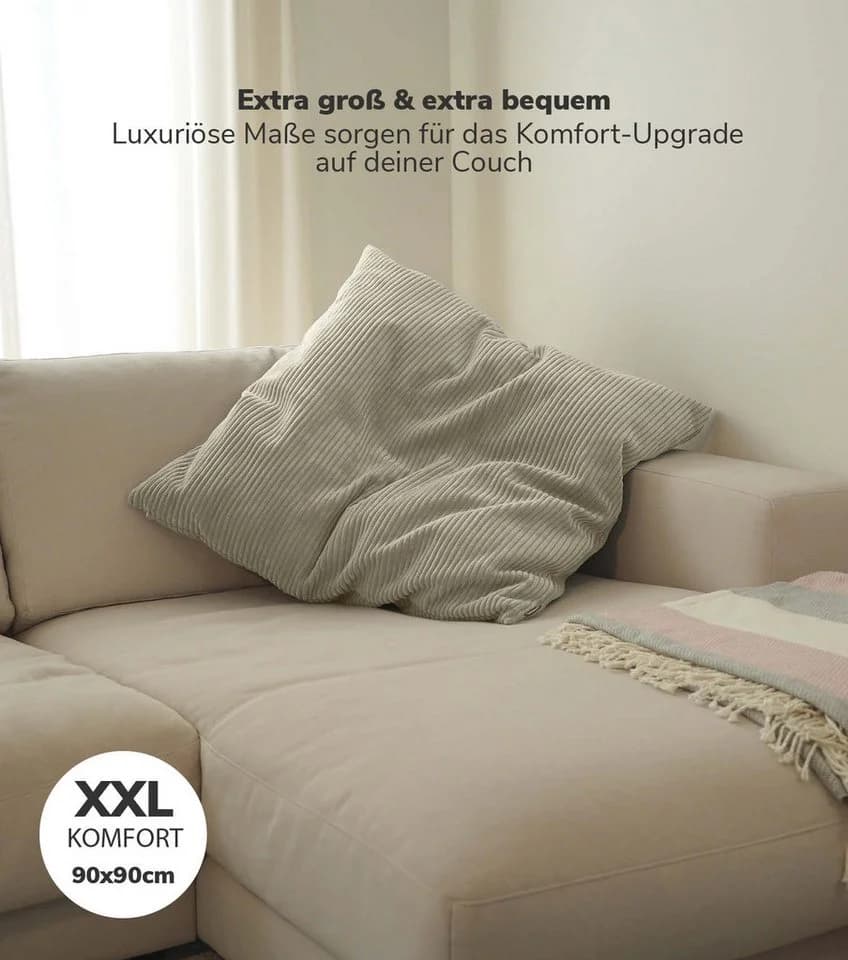 mokebo Sofakissen Das Anschmiegsame Cordstoff Beige XXL