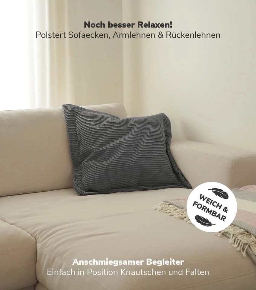 mokebo Sofakissen Das Wölkchen Cord Anthrazit