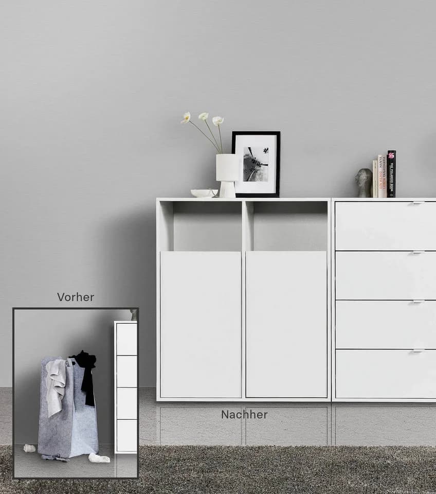 mokebo Wäscheschrank Der Wäschehüter 2-türig Weiß Magnetverschluss