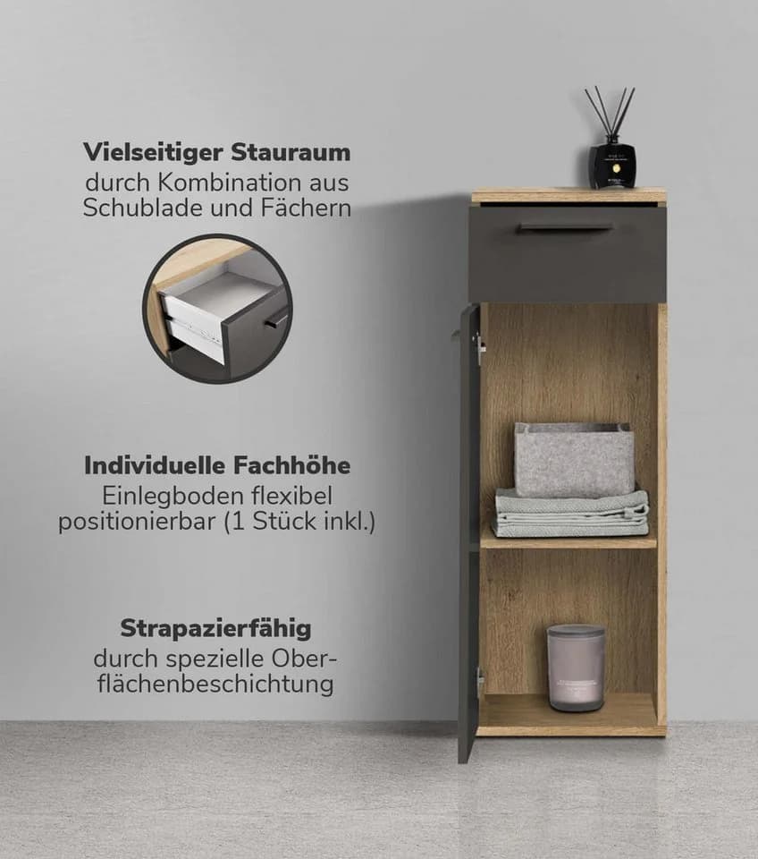 mokebo Midischrank Der Matrose Anthrazit Schwarz Holzwerkstoff