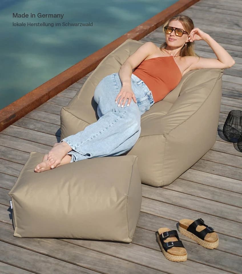 mokebo Sitzsack Sunnyboy Outdoor Beige mit Armlehnen