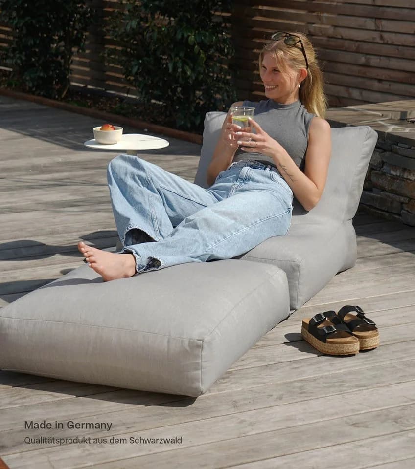 mokebo Sitzsack Summerdream Outdoor Lichtgrau mit Schutzhülle