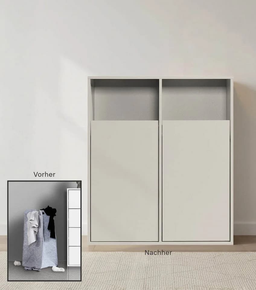 mokebo Wäscheschrank Der Wäschehüter 2-türig Beige Grau