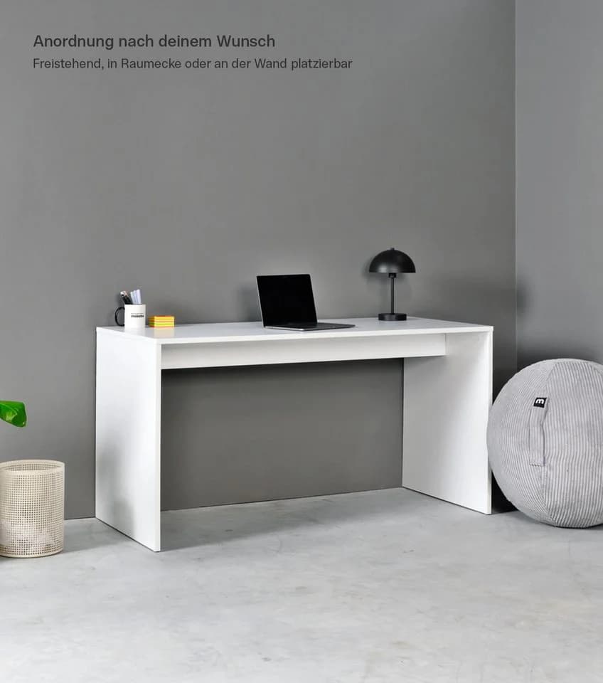mokebo Schreibtisch Der Produktive Bürotisch Arbeitstisch Kinderschreibtisch oder PC Tisch in Weiß