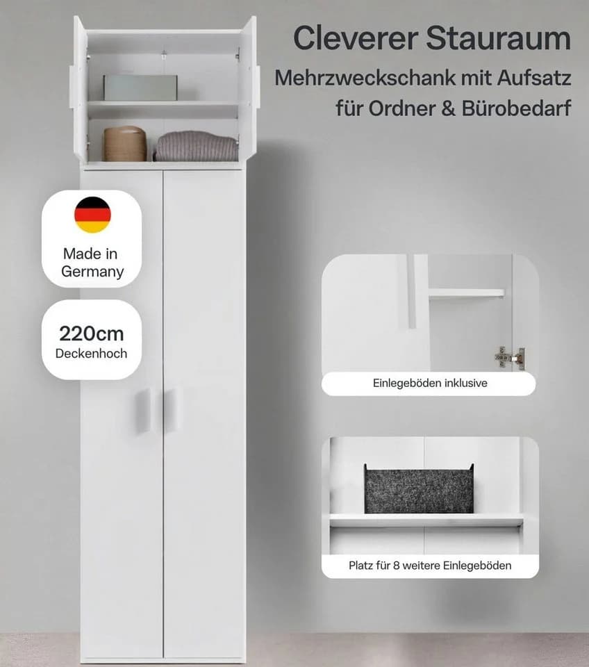 mokebo Mehrzweckschrank Aktenschrank Weiß