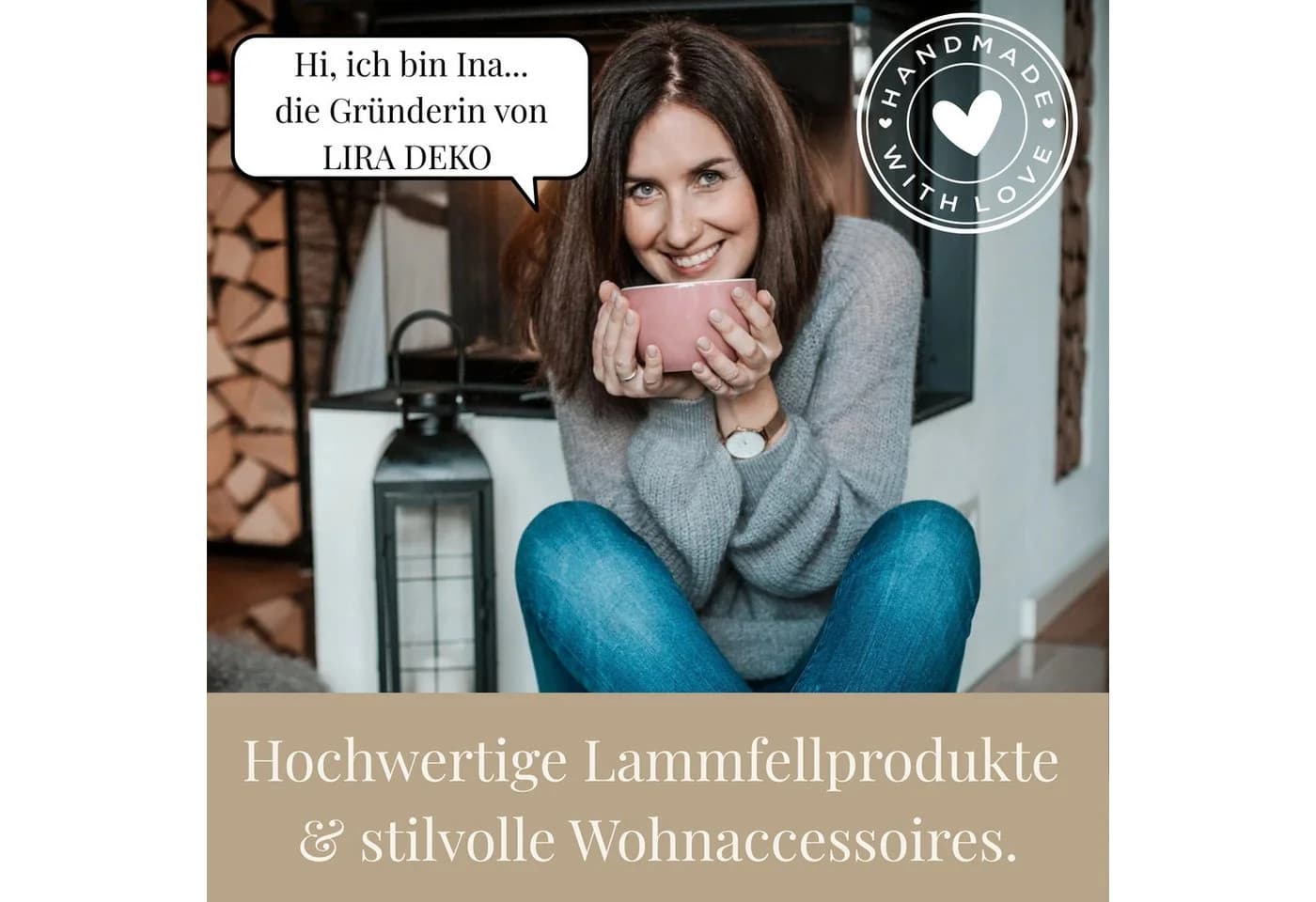 LIRA Deko Tibet Lammfell Teppich Grau Beige Weiß Waschbar