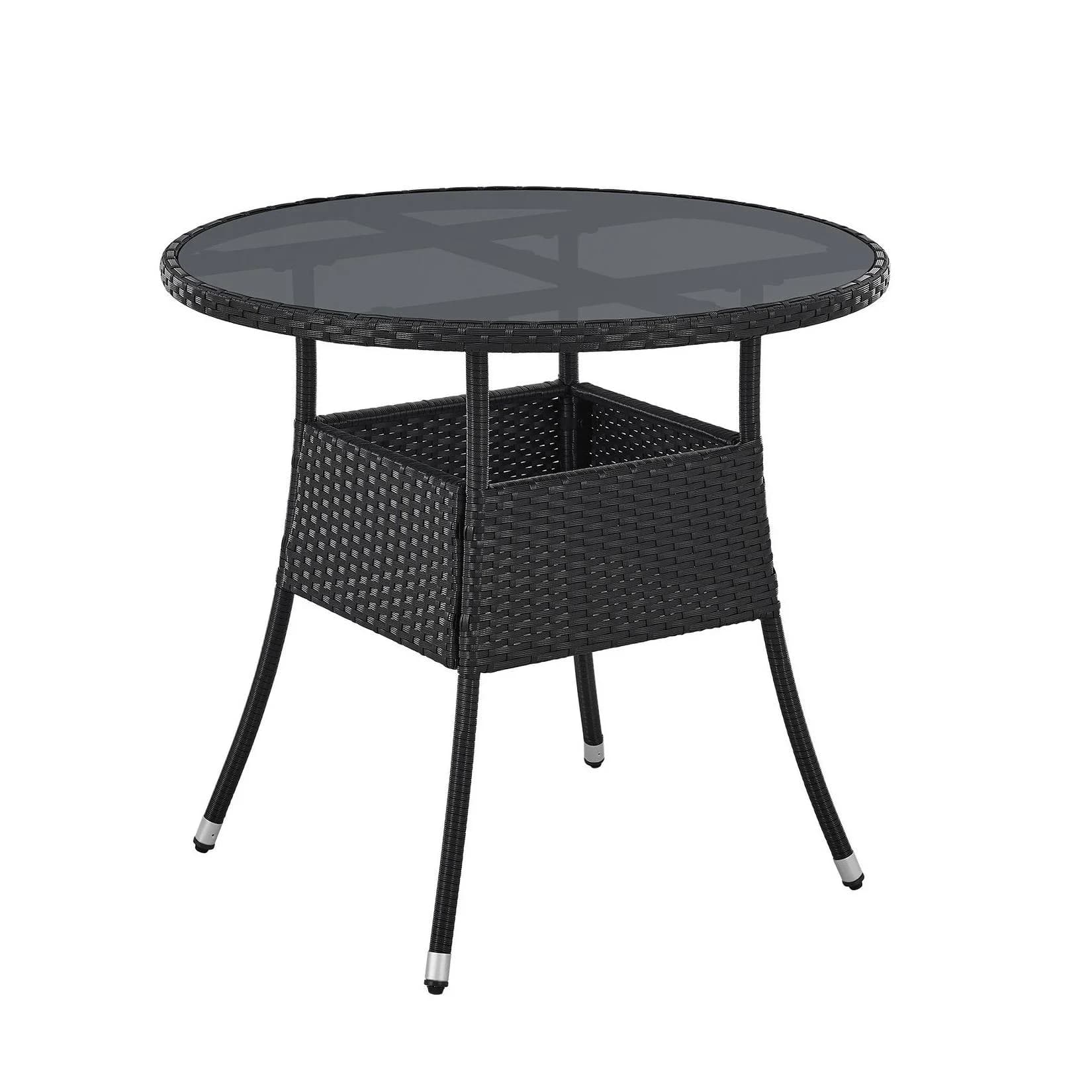 Juskys Polyrattan Gartentisch Yoro rund - wetterfest Outdoor Beistelltisch Ø 80 cm Schwarz