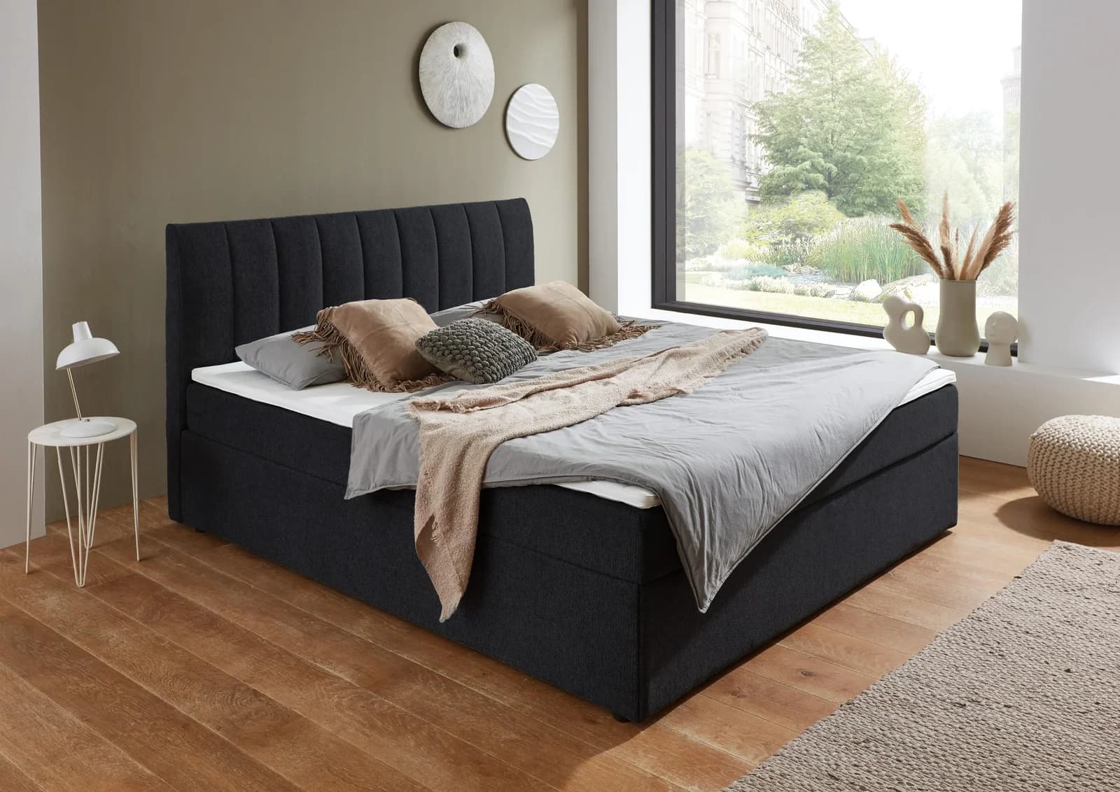 Boxbett Alva Schwarz mit Matratze und Topper ATLANTIC HOME COLLECTION