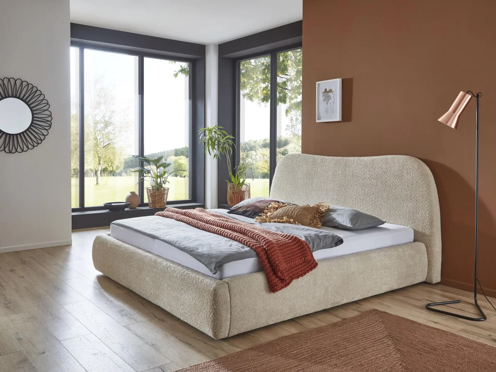 Polsterbett Sophie Beige Bouclé mit Bettkasten ATLANTIC HOME COLLECTION