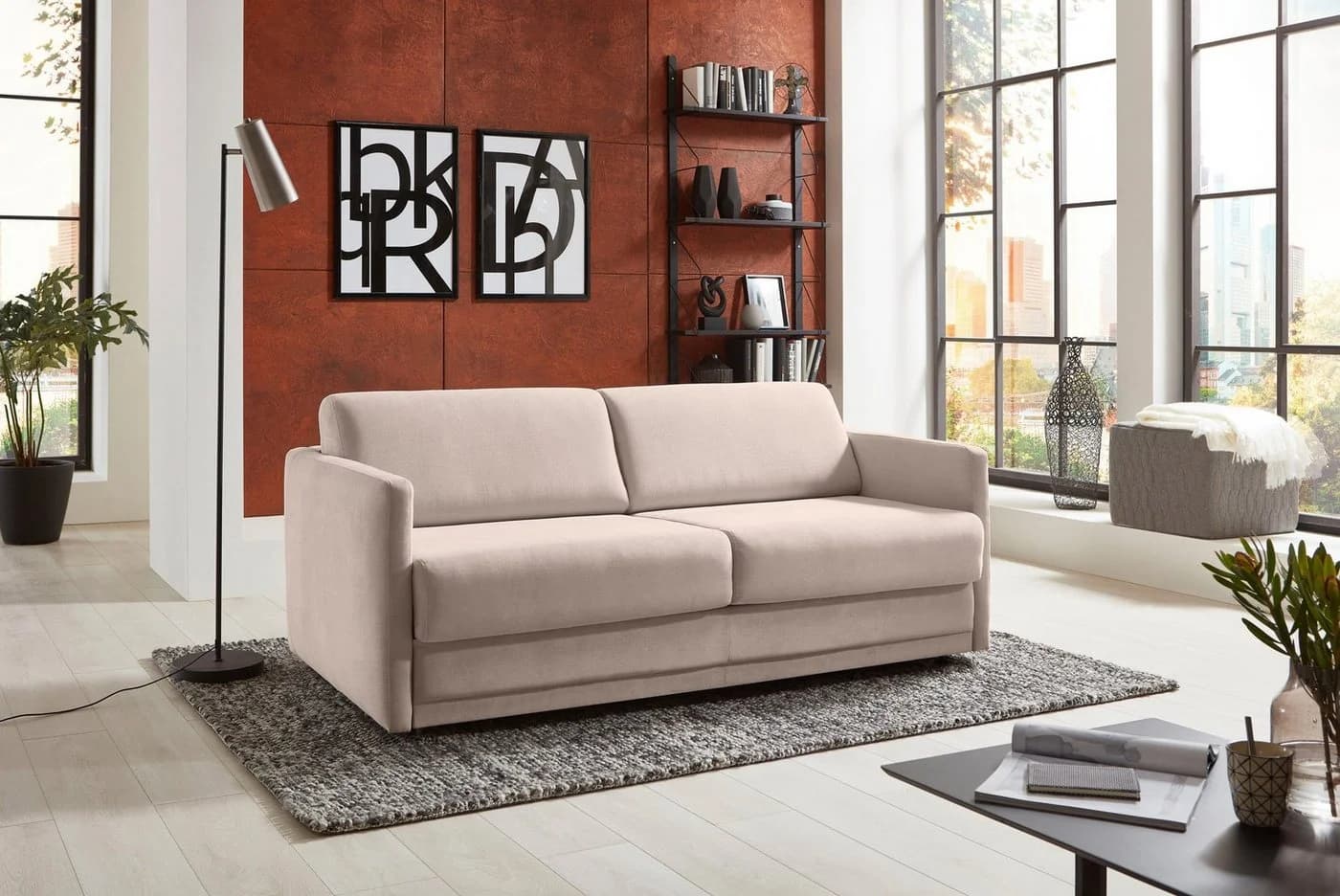 ATLANTIC HOME COLLECTION Schlafsofa Limone Beige mit Komfortschaummatratze
