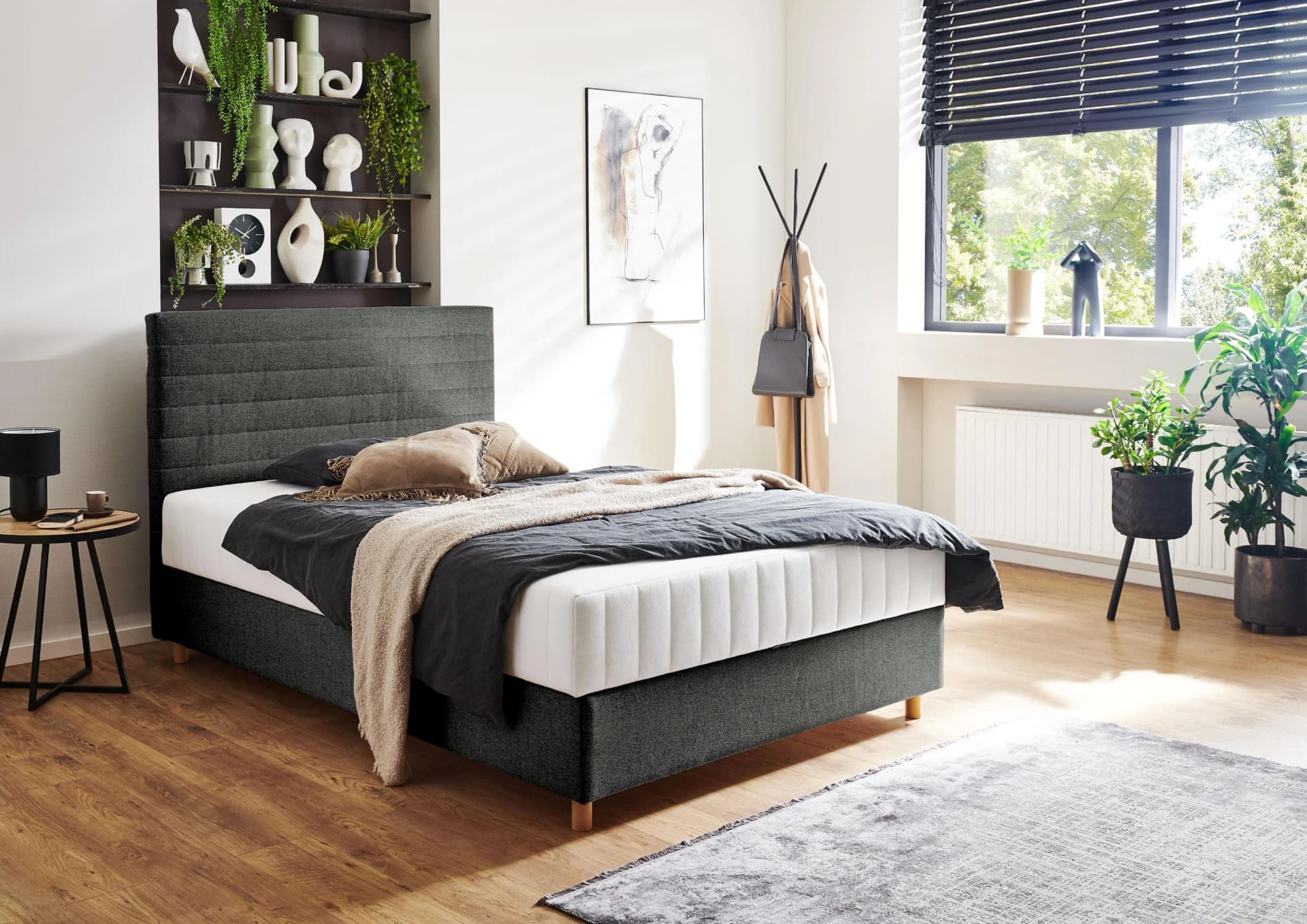 ATLANTIC HOME COLLECTION Stauraumbett Josie Dunkelgrau mit Bettkasten