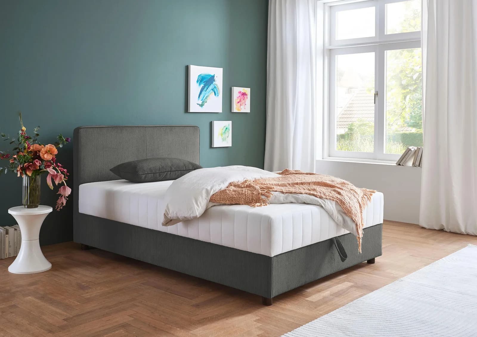 ATLANTIC HOME COLLECTION Bett Corinna Grau mit Bettkasten