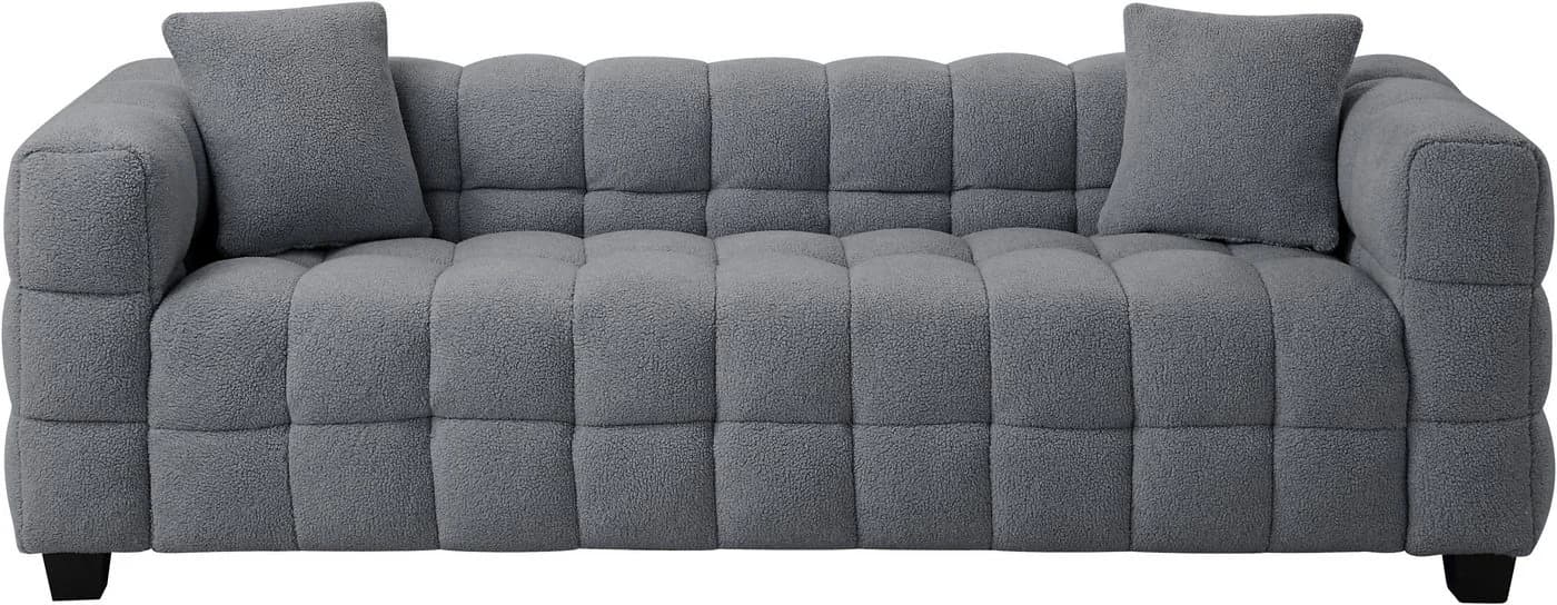 ATLANTIC HOME COLLECTION 3-Sitzer Sofa Stella Grau Teddyoptik