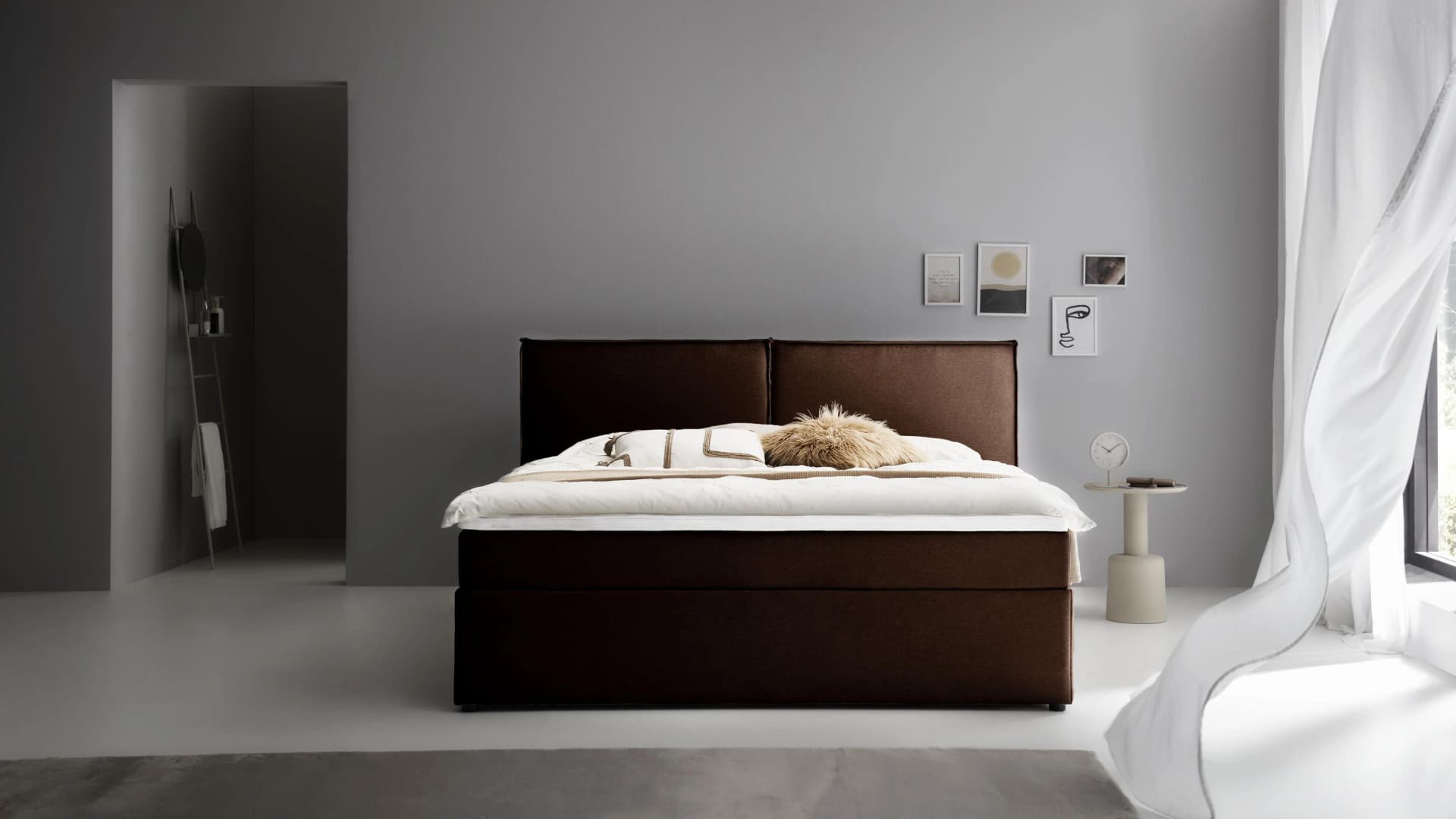 Boxbett NIKITA Dunkelbraun Modernes Bodentiefes Bett