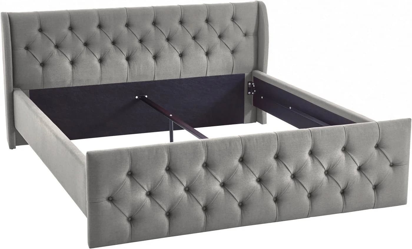 ATLANTIC HOME COLLECTION Polsterbett TAMINA Chesterfieldoptik hellgrau