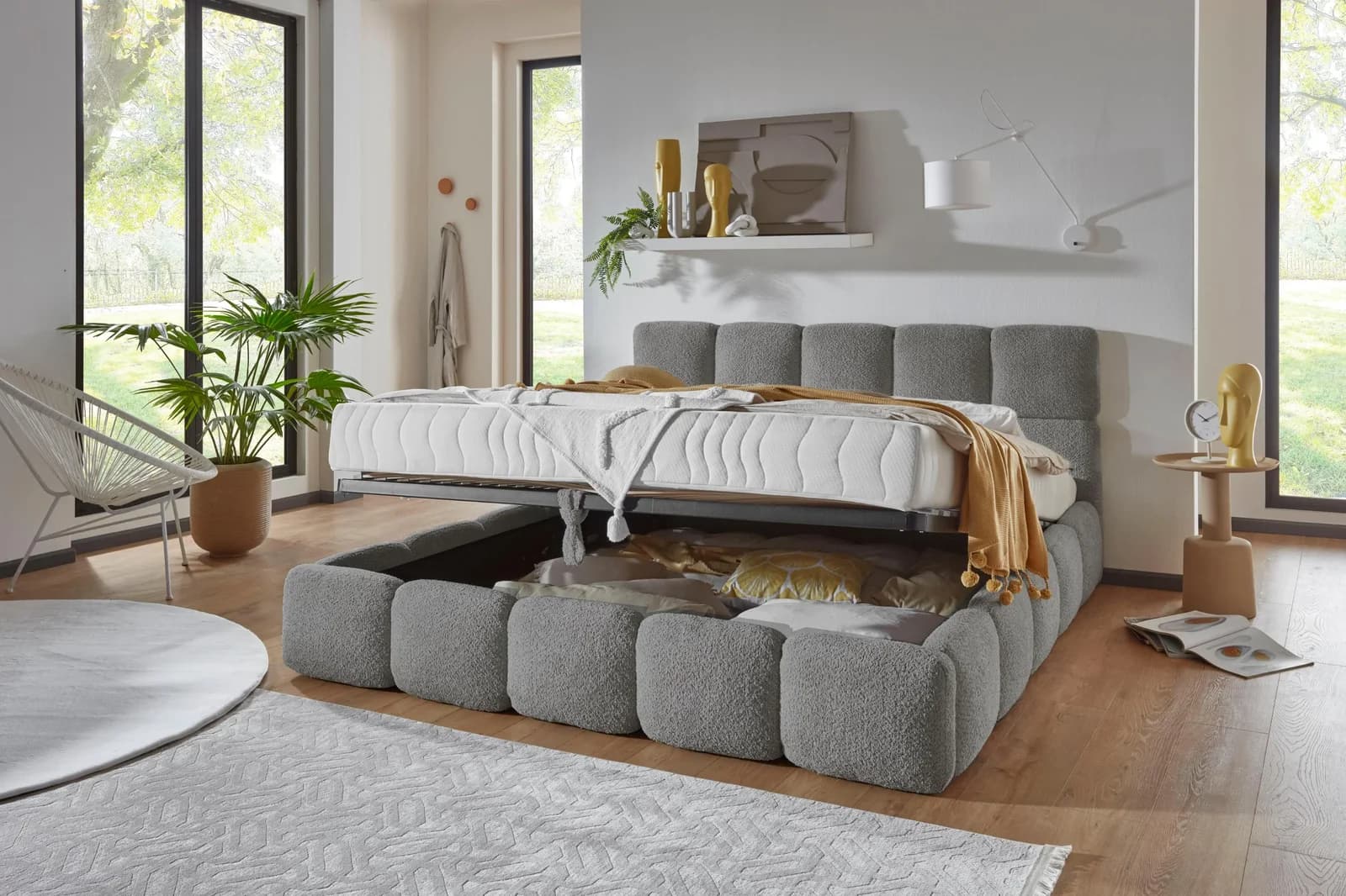ATLANTIC HOME COLLECTION Polsterbett Jane Grau mit Stauraum und Matratze