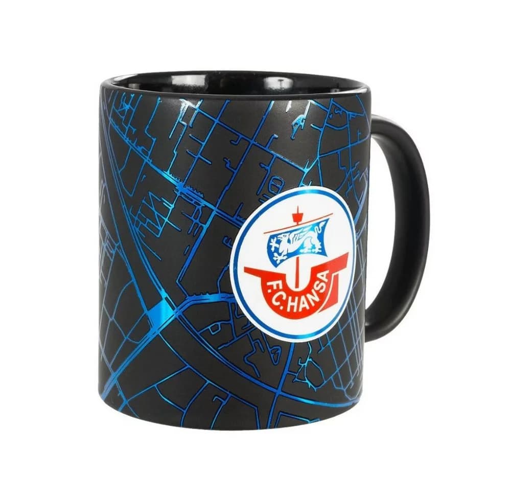 FC Hansa Rostock Tasse Metallic Blau Schwarz Keramik