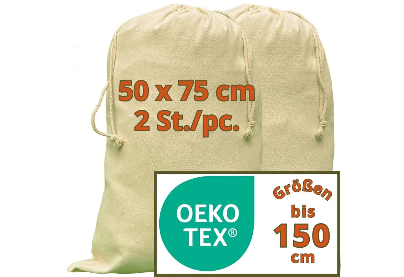 WIESEN.design Wäschesack Baumwolle 280 g/m² OEKO-TEX® zertifiziert