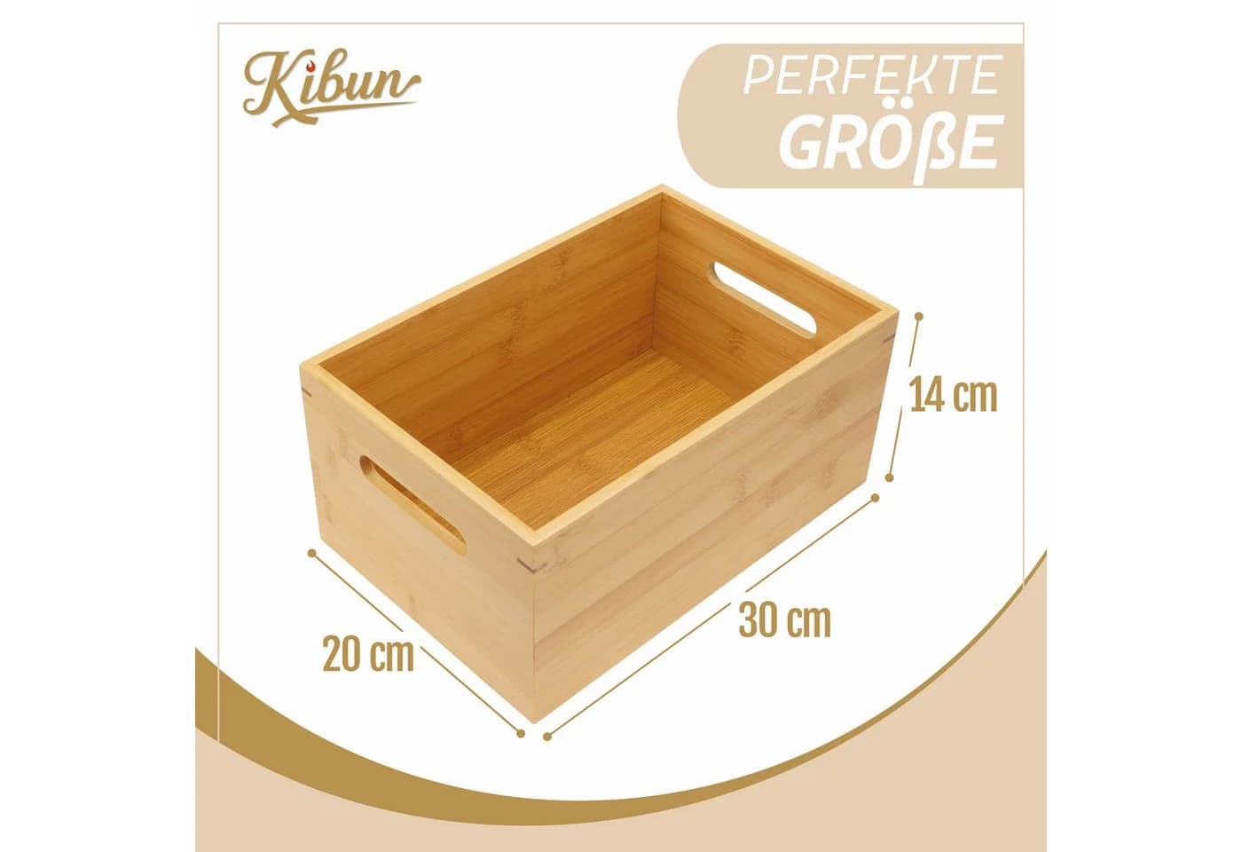 Kibun Stapelbare Holzkiste Bambus mit Griffen