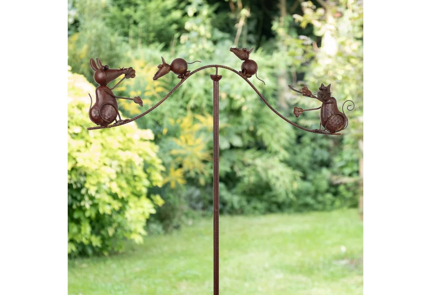 Moritz Gartenstecker Katze und Mäuse aus Metall