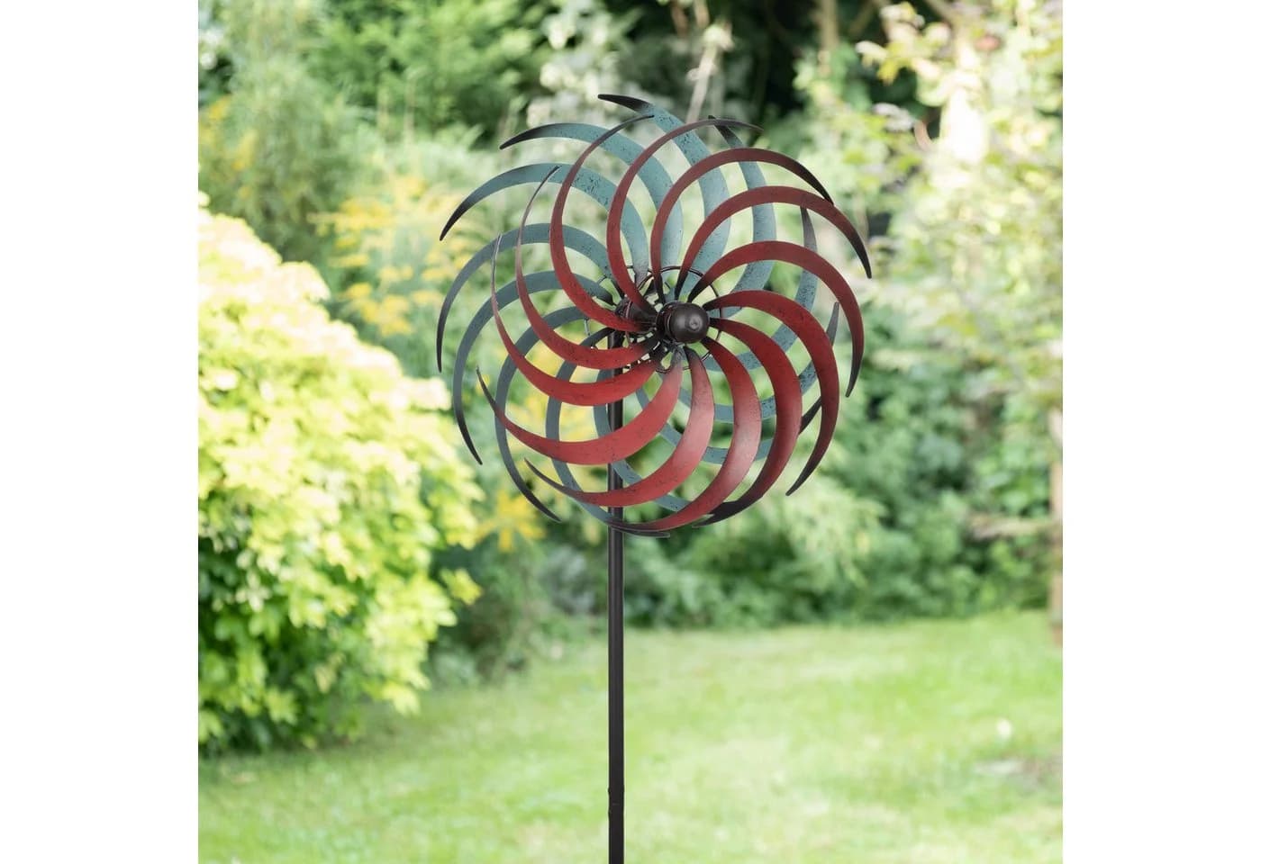 Moritz Metall-Windrad doppelläufig rot-türkis Gartendeko