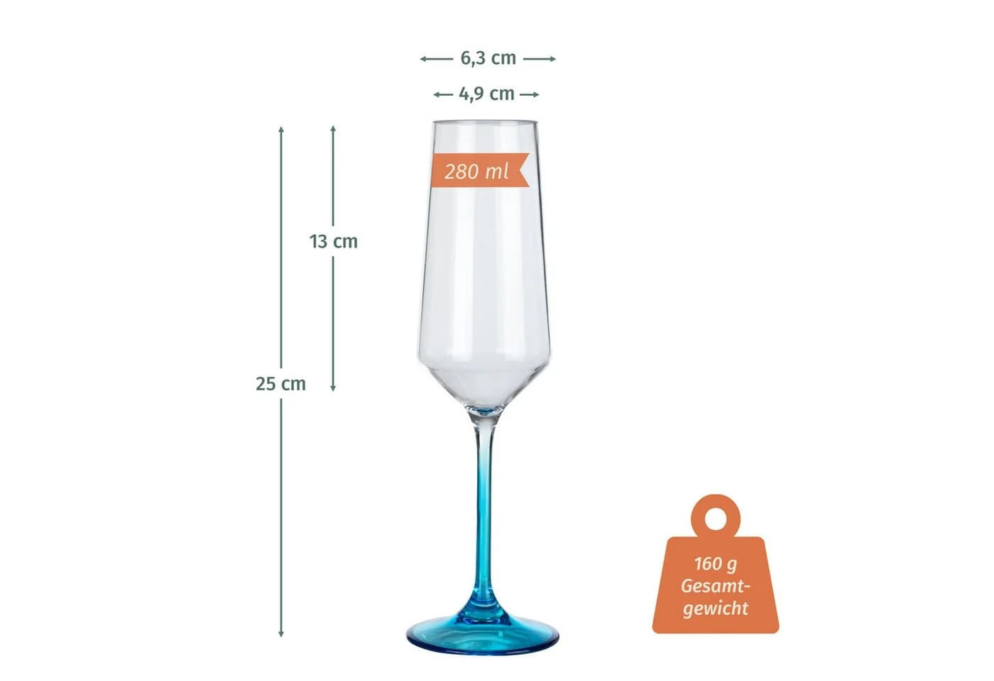 Moritz Sektglas Milano Champagnerglas 2er Set blau Polycarbonat