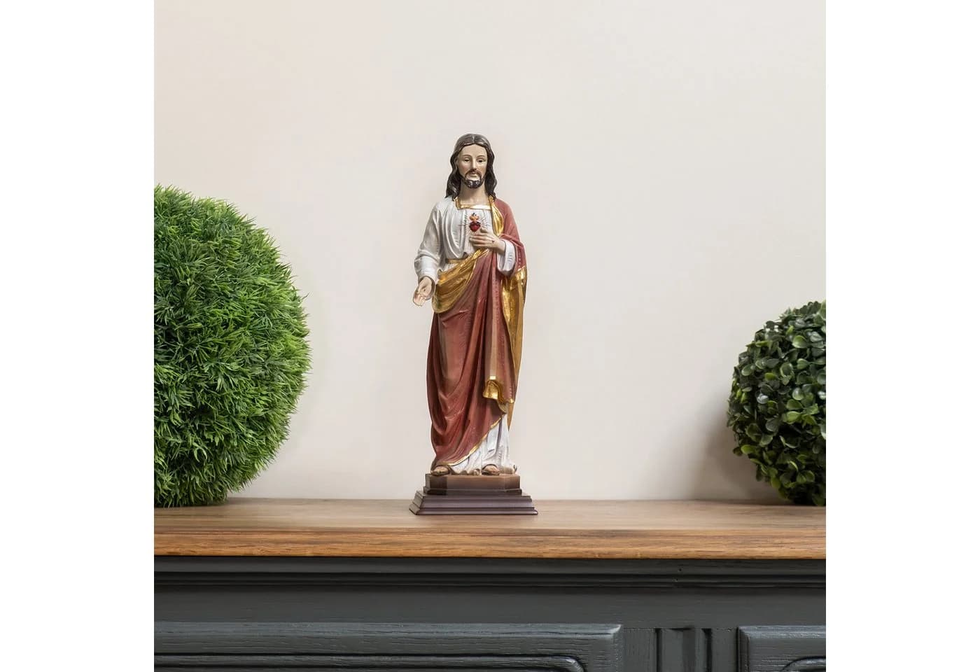 Moritz Dekofigur Jesusfigur Herz Jesu 31,5 cm mit Sockel aus Polyresin