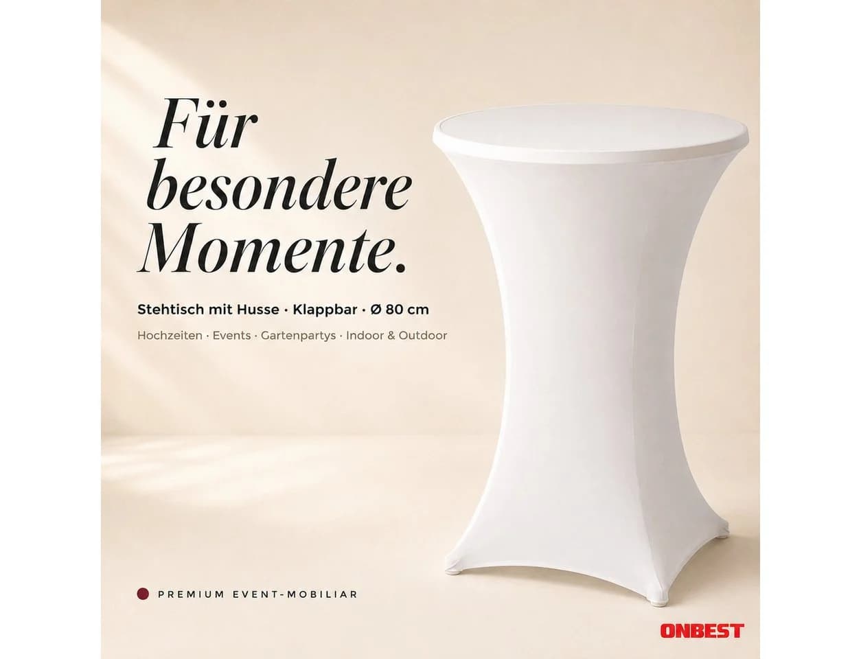 Onbest Stehtisch Klappbar Weiß Inklusive Tischhusse
