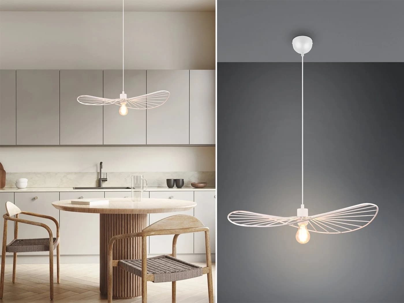 Reality Leuchten LED Pendelleuchte Retro Weiß Dimmbar
